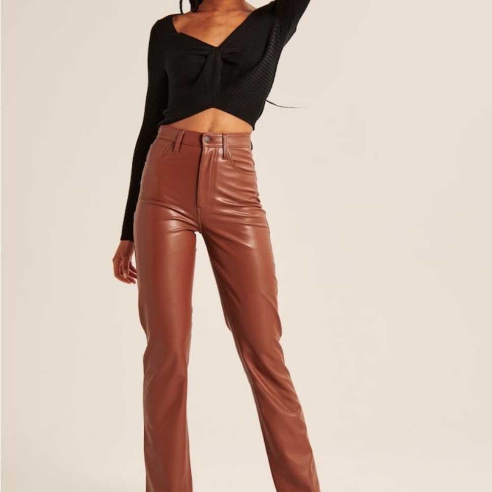 Abercrombie & Fitch Vegan Leather 90’s Straight Ultra HighRise Pants